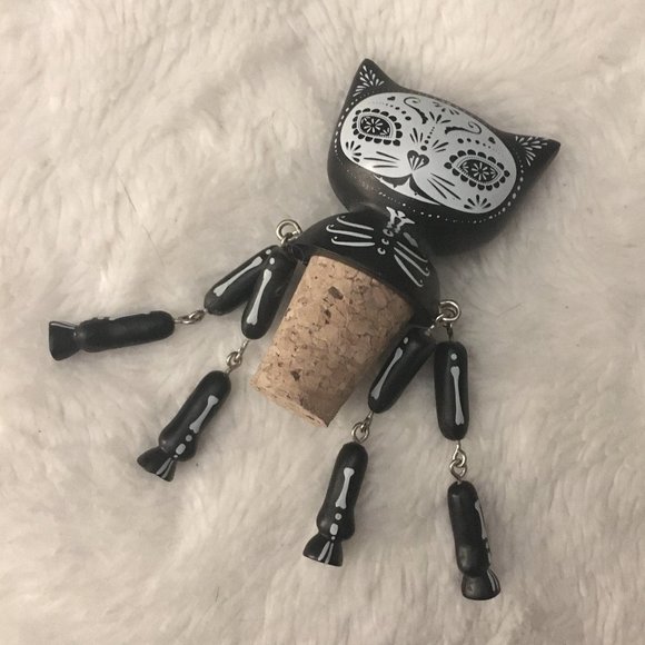 Day of the Dead Halloween Kitty Cat Potion Bottle Stopper - Picture 2 of 5